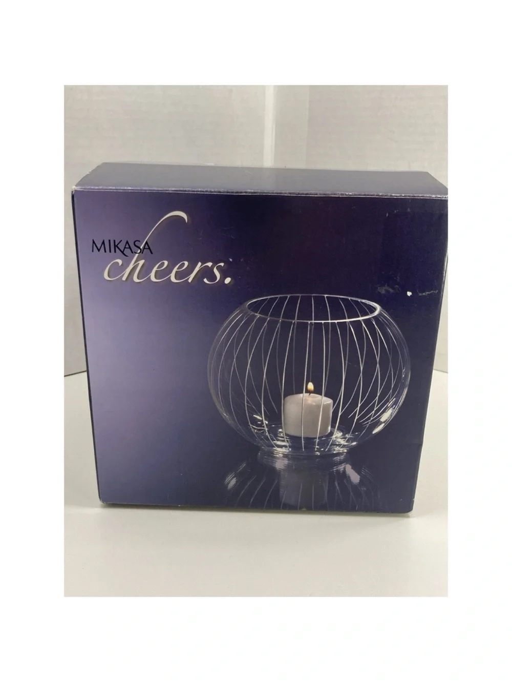 Mikasa Clear Glass Round Vase with Stripe Etching Design